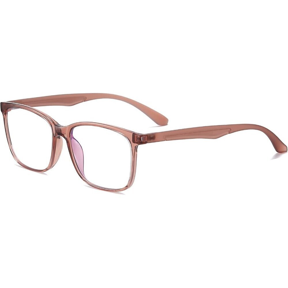 Unisex Clear Brown Square Lightweight Frame Anti Eyestrain Blocking Glasses